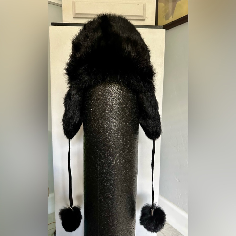 Black Furry Trooper Hat for women NWOT (original price: $475)